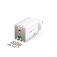 MICRODIA SMARTCube™ Nano 45W Dual Port GaN Wall Charger - White