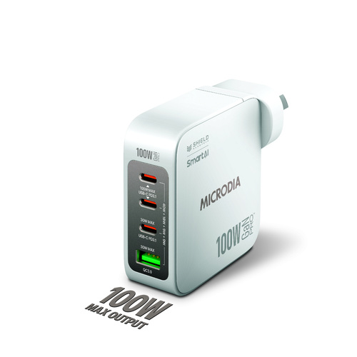 MICRODIA SMARTCube™ Nano 100W 4 Port GaN Wall Charger - White