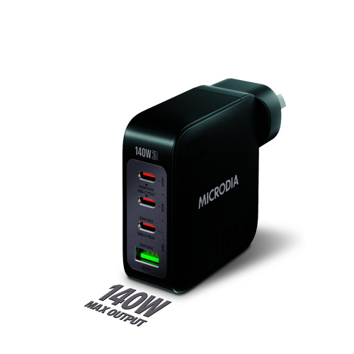 MICRODIA SMARTCube™ Nano 140W 4 Port GaN Wall Charger - Black