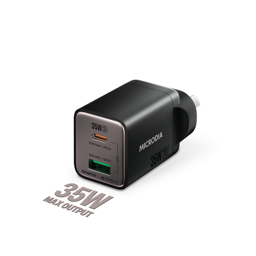 MICRODIA SMARTCube™ Nano 35W Dual Port GaN Wall Charger - Black