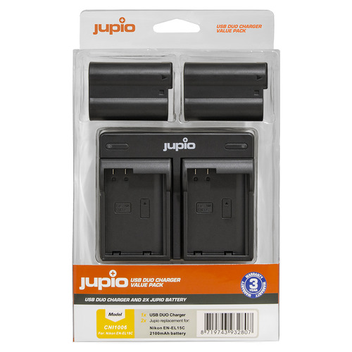 2 x Jupio Nikon EN-EL15C Batteries & Dual Charger Kit V3