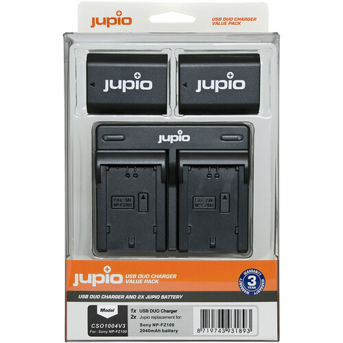 2 x Jupio Sony NP-FZ100 Batteries & Dual Charger Kit