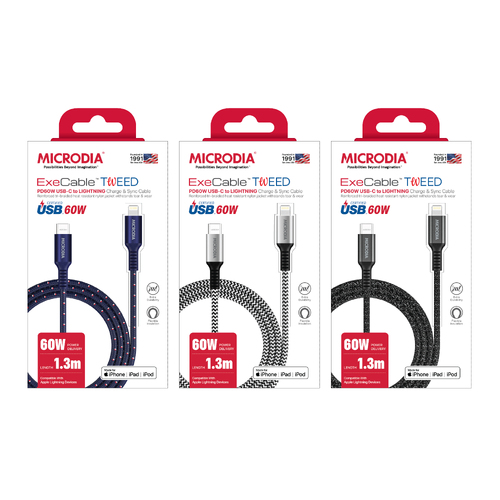 MICRODIA ExeCable™ Tweed PD60W USB-C to Lightning Cable