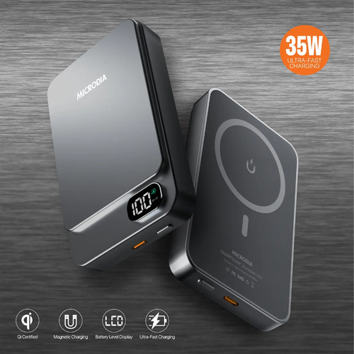 MICRODIA SnapPower™ Aluminaire 35W (15W + 20W) Magnetic Power Bank - 10,000mAh